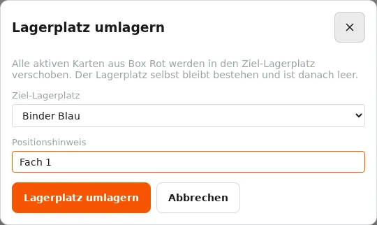 Inhalt eines Lagerplatzes umlagern
